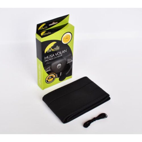 Husă Volan Piele Ecologică cu Snur Negru 36-39 cm