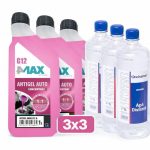 Pachet Complet Antigel Auto G12/G30 4MAX + Apă Distilată, -30°C, 3+3 x 1L