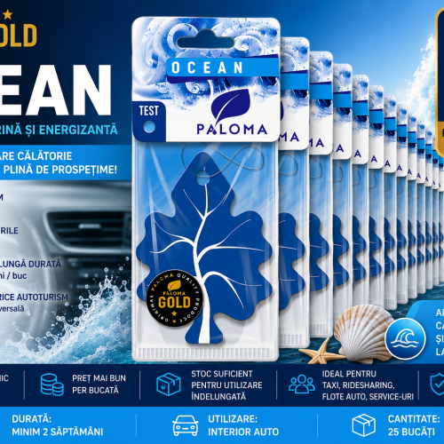 Set 25 Odorizante Auto Paloma Gold Ocean – Pachet Economic Profesional cu Aromă Fresh Ocean și Prospețime Marină