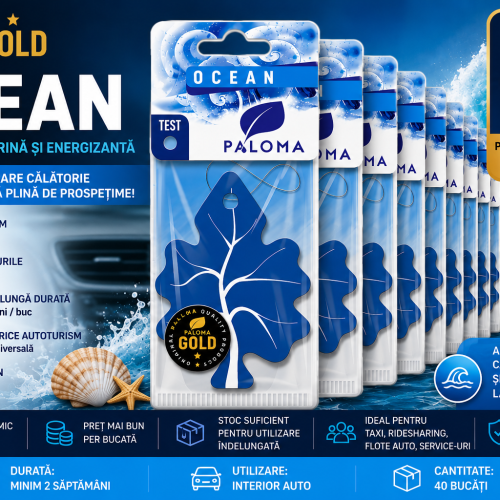 Set 40 Odorizante Auto Paloma Gold Ocean – Pachet Profesional XXL cu Aromă Fresh Ocean și Prospețime Marină