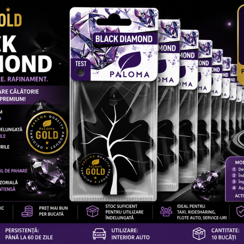 Set 10 Odorizante Auto Paloma Gold Black Diamond – Pachet Premium cu Aromă Elegantă și Persistență de Lungă Durată