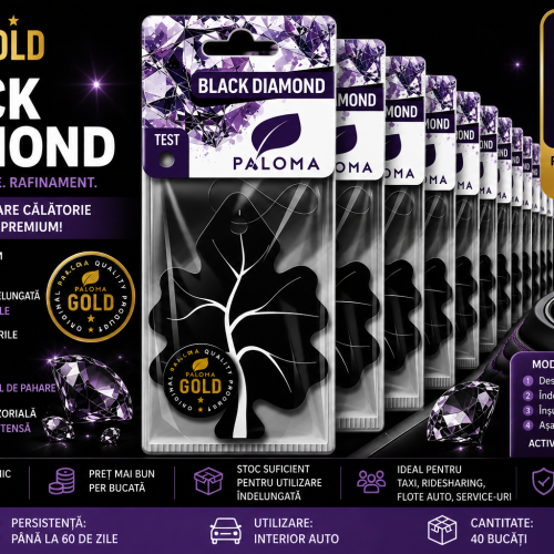 Set 40 Odorizante Auto Paloma Gold Black Diamond – Pachet Profesional XXL cu Aromă Premium Elegantă și Persistență Îndelungată