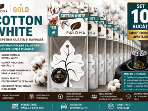 Set 10 Odorizante Auto Paloma Gold Cotton White – Pachet Premium cu Aromă Fresh de Bumbac și Prospețime de Lungă Durată