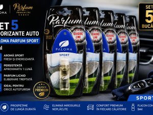 Set 5 Odorizante Auto Paloma Parfum Sport 5ml – Pachet Premium cu Aromă Fresh Energizantă și Persistență Îndelungată
