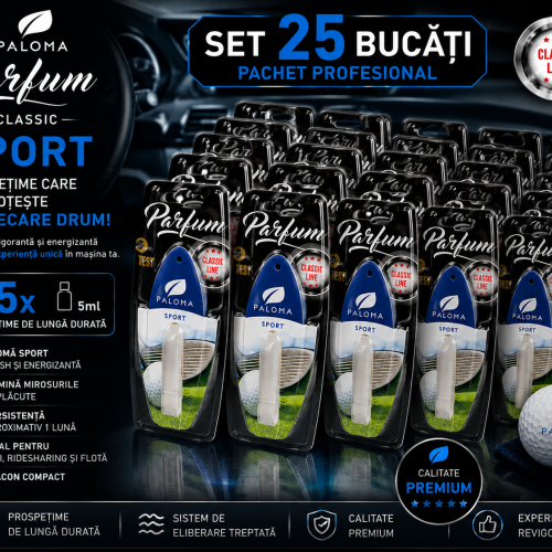 Set 25 Odorizante Auto Paloma Parfum Sport 5ml – Pachet Profesional Premium cu Aromă Fresh Energizantă și Persistență Îndelungată