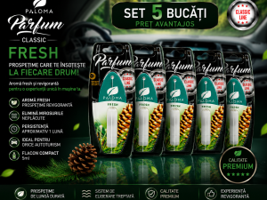 Set 5 Odorizante Auto Paloma Parfum Fresh 5ml – Pachet Premium cu Aromă Fresh Revitalizantă și Persistență Îndelungată
