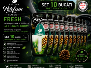 Set 10 Odorizante Auto Paloma Parfum Fresh 5ml – Pachet Premium cu Aromă Fresh Revitalizantă și Persistență Îndelungată