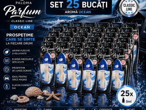Set 25 Odorizante Auto Paloma Parfum Ocean 5ml – Pachet Profesional cu Aromă Ocean Fresh și Persistență Îndelungată