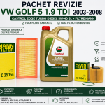 Pachet Revizie VW Golf 5 1.9 TDI – Castrol 5W40 + Filtre MANN