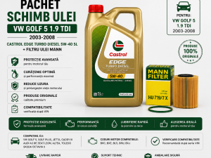 Pachet Schimb Ulei VW Golf 5 1.9 TDI – Castrol EDGE 5W40 + Filtru Ulei MANN