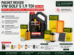 Pachet Revizie VW Golf 5 1.9 TDI – Motul 8100 X-Clean 5W40 + Filtre MANN