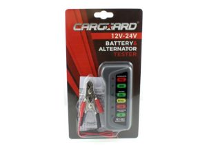 Tester Baterie și Alternator Auto CarGuard 12V/24V cu Indicatori LED – Tester Tensiune pentru Acumulator și Sistem Încărcare