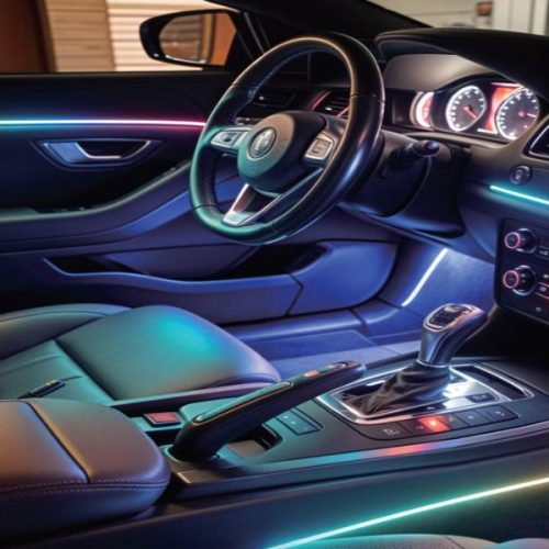 Kit Lumini Ambientale RGB Dynamic Profesionale CarGuard – Efect Symphony, Control Bluetooth iOS/Android, Iluminare Premium Interior Auto