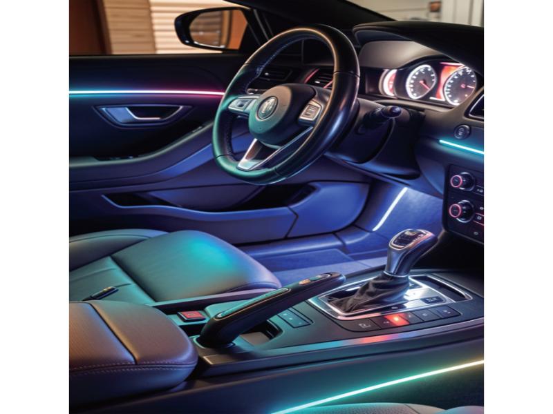 Kit Lumini Ambientale RGB Dynamic Profesionale CarGuard – Efect Symphony, Control Bluetooth iOS/Android, Iluminare Premium Interior Auto