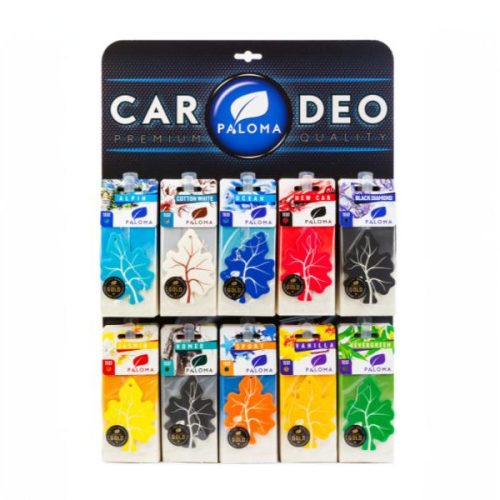 Display 90 Odorizante Auto Paloma Gold – Pachet Profesional Retail cu Arome Mixte Premium pentru Magazin, Service și Flote Auto