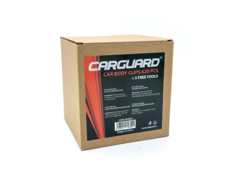 Set 620 Cleme Plastic Auto + 5 Unelte CarGuard – Kit Profesional pentru Fixare Panouri, Tapițerie și Elemente Caroserie