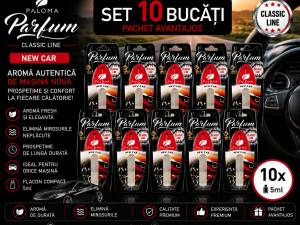 Set 10 Odorizante Auto Paloma Parfum New Car 5ml – Aromă Autentică de Mașină Nouă și Prospețime de Lungă Durată