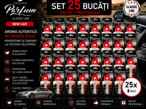 Set 25 Odorizante Auto Paloma Parfum New Car 5ml – Pachet Profesional cu Aromă de Mașină Nouă și Persistență Îndelungată. 