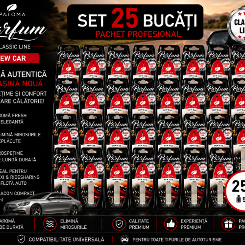Set 25 Odorizante Auto Paloma Parfum New Car 5ml – Pachet Profesional cu Aromă de Mașină Nouă și Persistență Îndelungată