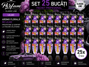 Set 25 Odorizante Auto Paloma Parfum Liliac 5ml – Pachet Profesional cu Aromă Florală Elegantă și Persistență Îndelungată