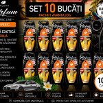 Set 10 Odorizante Auto Paloma Parfum Caribic 5ml – Aromă Exotică Tropicală și Prospețime de Lungă Durată
